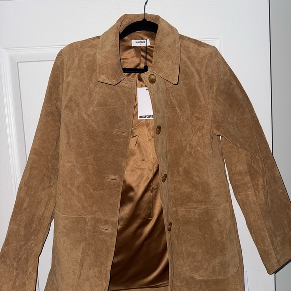 Rumored Jackets & Blazers - Rumored Suede Yellowstone Coat in Saddle